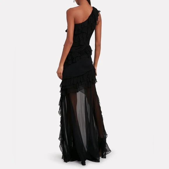 AMUR Black One-Shoulder Maxi Dress - Picture 8 of 16